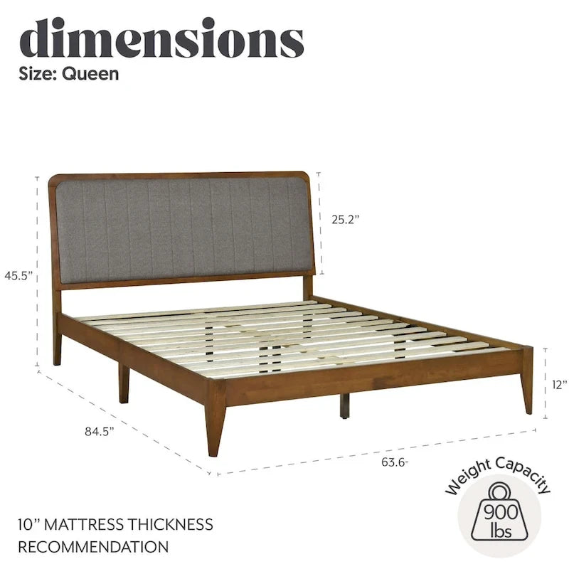 Struttura letto matrimoniale queen size imbottita grigio marrone