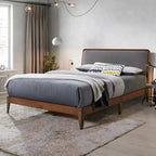 Struttura letto matrimoniale queen size imbottita grigio marrone