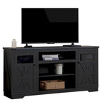 Mobile porta TV rustico da 66", nero/bianco, adatto per TV fino a 75", assemblaggio da 2 adulti