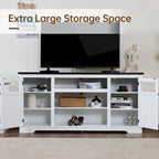 Mobile porta TV rustico da 66", nero/bianco, adatto per TV fino a 75", assemblaggio da 2 adulti