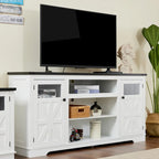 Mobile porta TV rustico da 66", nero/bianco, adatto per TV fino a 75", assemblaggio da 2 adulti