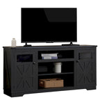 Mobile porta TV rustico da 66", nero/bianco, adatto per TV fino a 75", assemblaggio da 2 adulti