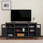 Mobile porta TV rustico da 66", nero/bianco, adatto per TV fino a 75", assemblaggio da 2 adulti