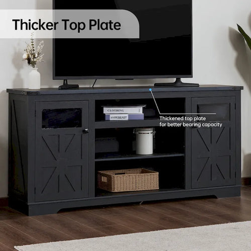 Mobile porta TV rustico da 66", nero/bianco, adatto per TV fino a 75", assemblaggio da 2 adulti