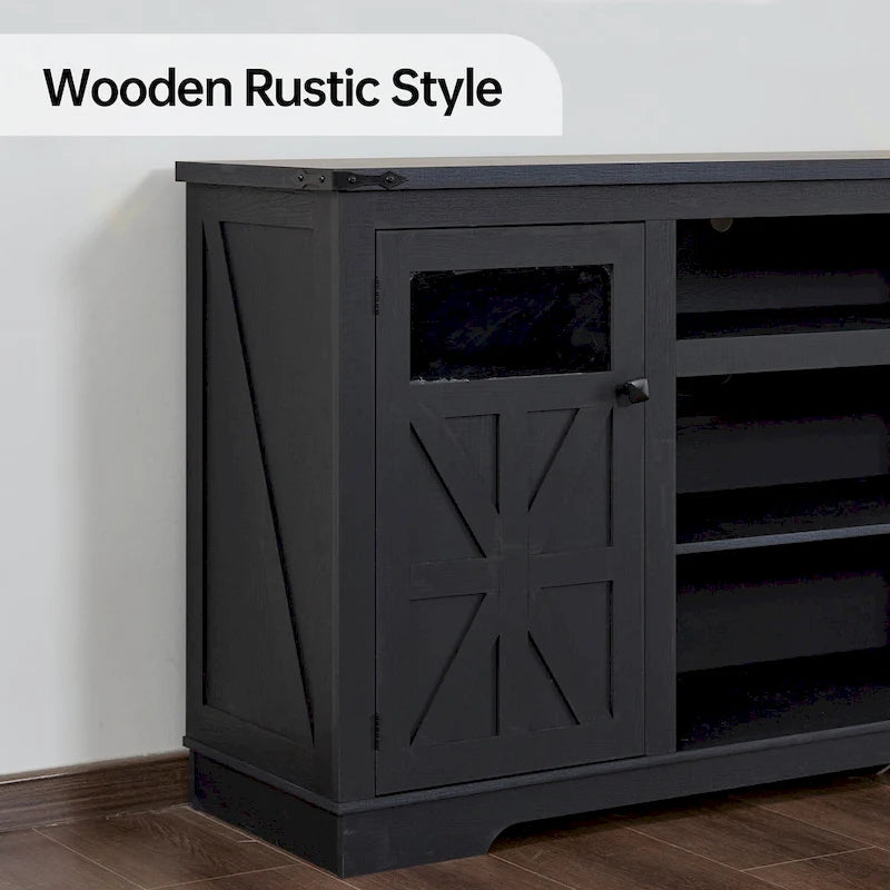 Mobile porta TV rustico da 66", nero/bianco, adatto per TV fino a 75", assemblaggio da 2 adulti