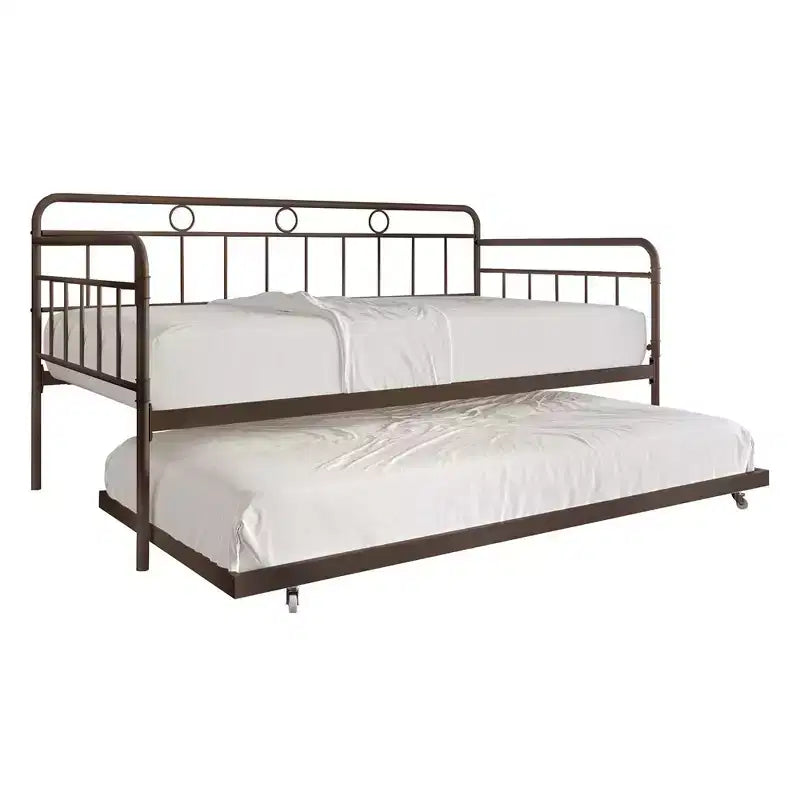 ChaletPosh Lettino in Metallo Twin Size con Rotelle Estraibili