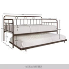 ChaletPosh Lettino in Metallo Twin Size con Rotelle Estraibili