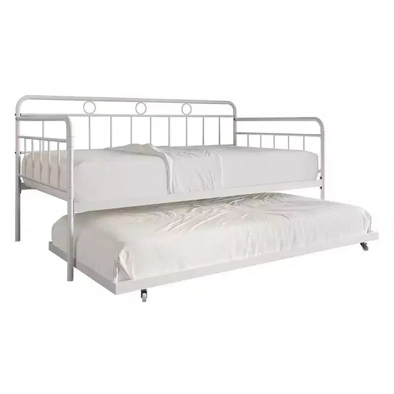 ChaletPosh Lettino in Metallo Twin Size con Rotelle Estraibili
