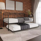 ChaletPosh Lettino in Metallo Twin Size con Rotelle Estraibili