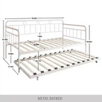 ChaletPosh Lettino in Metallo Twin Size con Rotelle Estraibili