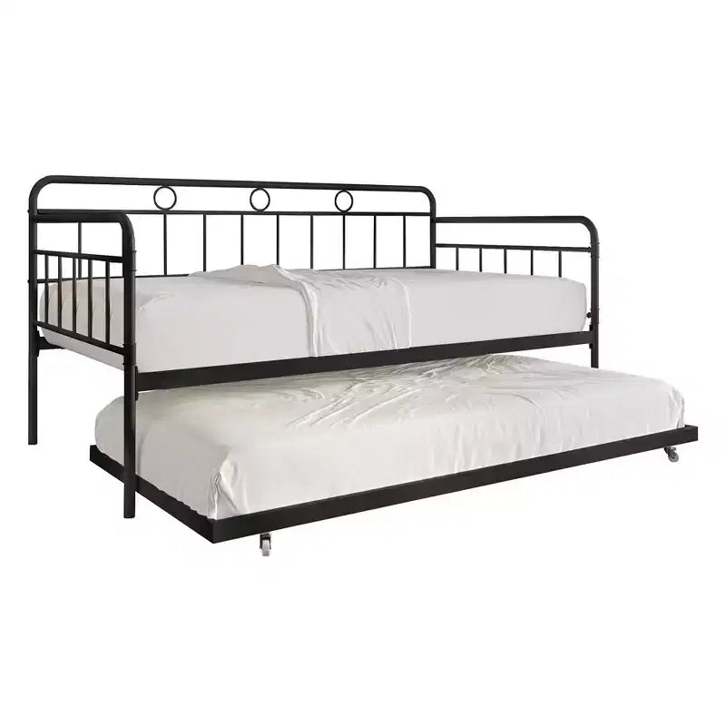 ChaletPosh Lettino in Metallo Twin Size con Rotelle Estraibili