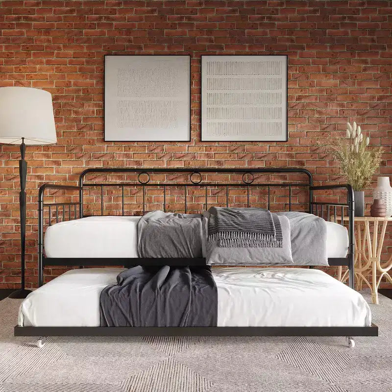 ChaletPosh Twin Size Metal Daybed With Trundle