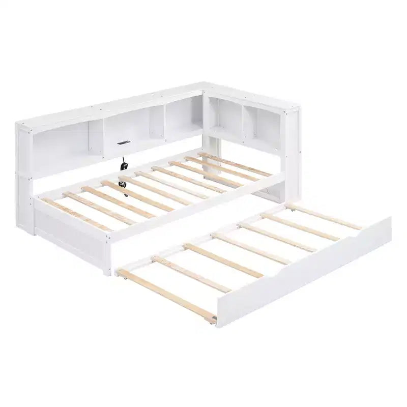 Divano letto a una piazza con letto estraibile/2 cassetti, armadietti e porte USB 4B - ModernLuxe