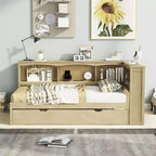 Divano letto a una piazza con letto estraibile/2 cassetti, armadietti e porte USB 4B - ModernLuxe