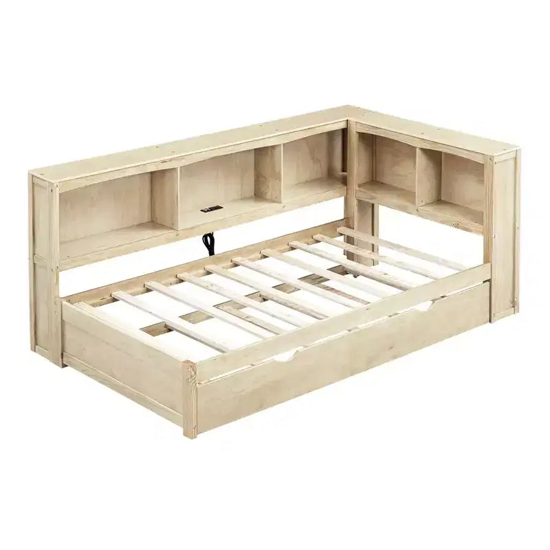 Divano letto a una piazza con letto estraibile/2 cassetti, armadietti e porte USB 4B - ModernLuxe