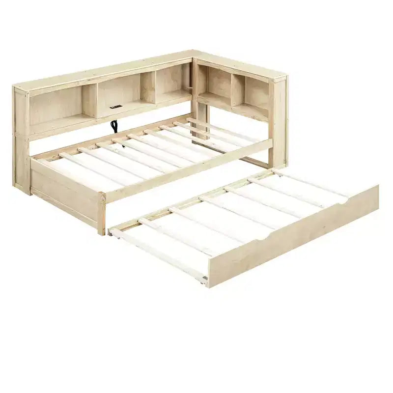 Divano letto a una piazza con letto estraibile/2 cassetti, armadietti e porte USB 4B - ModernLuxe