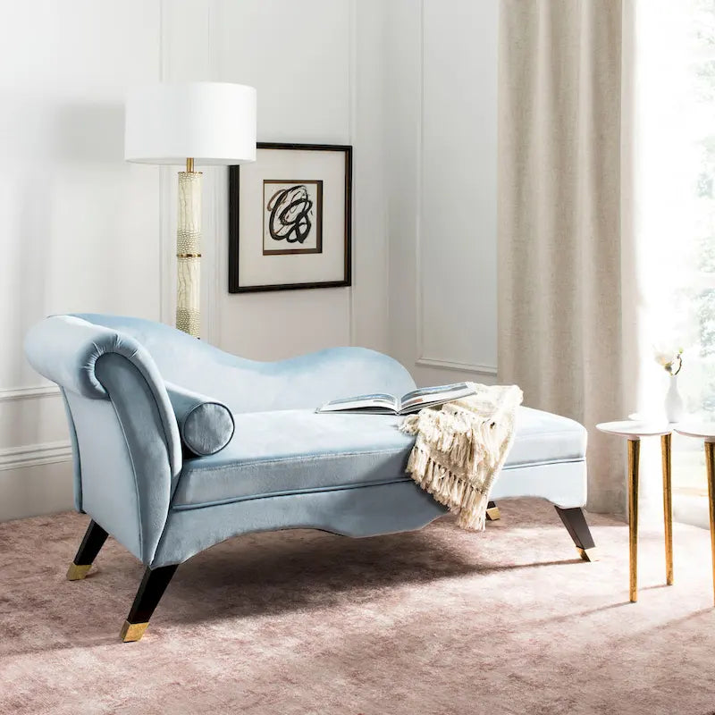 Chaise longue Mid-Century Modern con cuscino, 1 posto – Grigio / Blu scuro / Marrone chiaro / Blu ardesia / Smeraldo