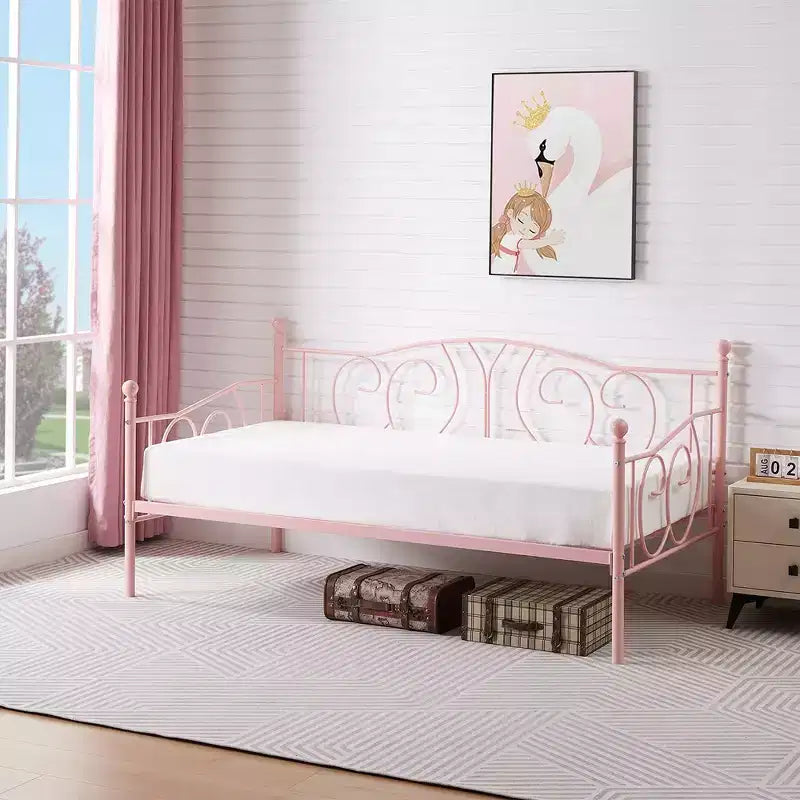 VECELO Struttura per letto a giorno matrimoniale in metallo, Divano letto con contenitore sotto, Facile da montare, Nessuna rete a molle necessaria