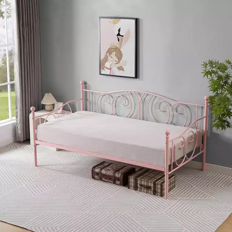 VECELO Struttura per letto a giorno matrimoniale in metallo, Divano letto con contenitore sotto, Facile da montare, Nessuna rete a molle necessaria