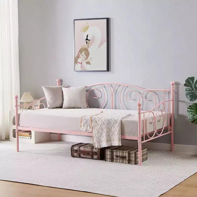 VECELO Struttura per letto a giorno matrimoniale in metallo, Divano letto con contenitore sotto, Facile da montare, Nessuna rete a molle necessaria