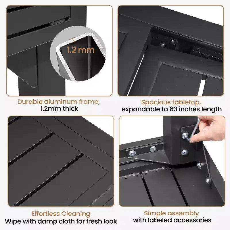 Tavolo da pranzo Crestlive Products in alluminio moderno allungabile per esterni