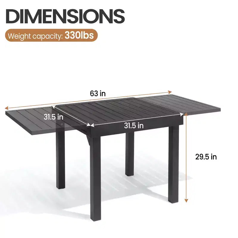 Tavolo da pranzo Crestlive Products in alluminio moderno allungabile per esterni