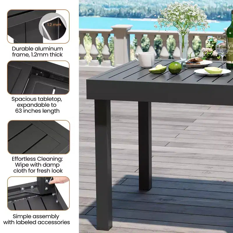 Tavolo da pranzo Crestlive Products in alluminio moderno allungabile per esterni