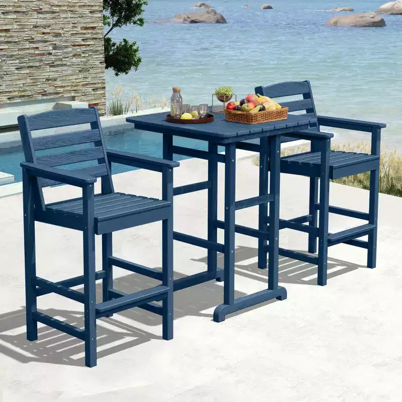 Set da bar da esterno Hyleory a 3 pezzi in HDPE con sgabelli da bar