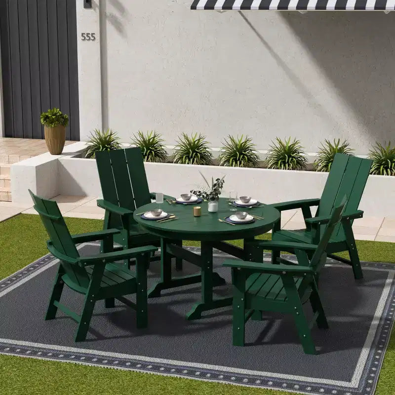 WestinTrends Set da pranzo da esterno con tavolo rotondo e sedie moderne, 5 pezzi