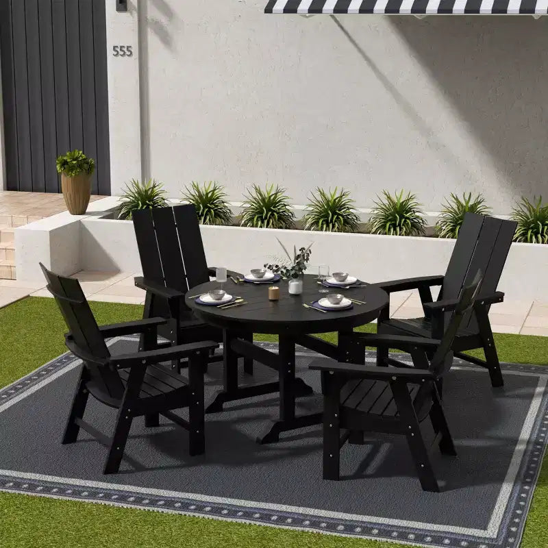 WestinTrends Set da pranzo da esterno con tavolo rotondo e sedie moderne, 5 pezzi