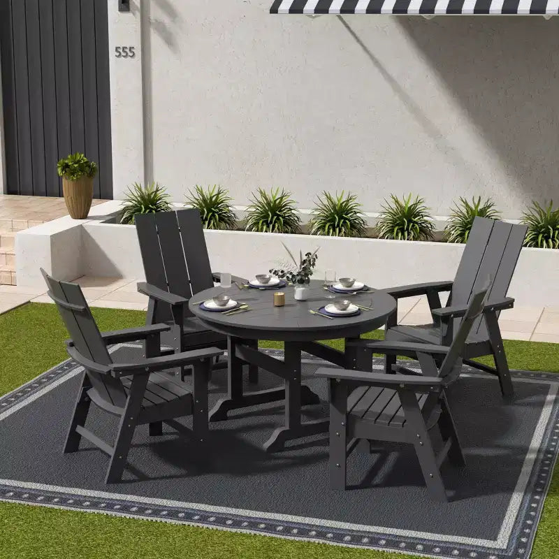 WestinTrends Set da pranzo da esterno con tavolo rotondo e sedie moderne, 5 pezzi