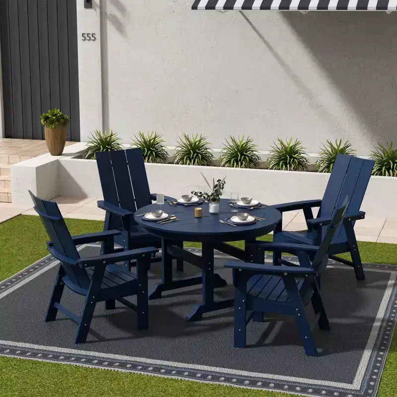 WestinTrends Set da pranzo da esterno con tavolo rotondo e sedie moderne, 5 pezzi