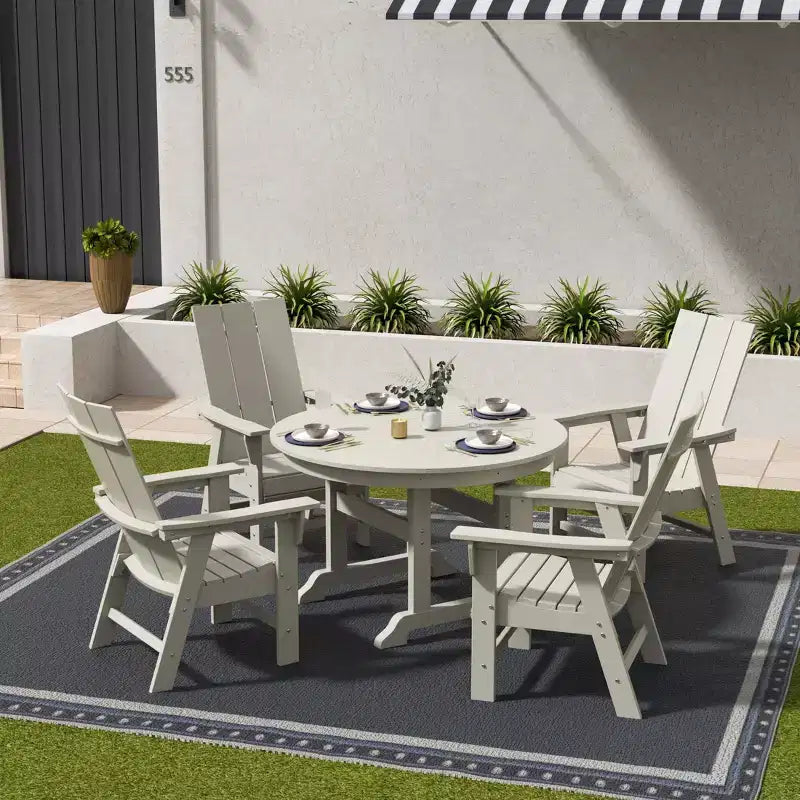 WestinTrends Set da pranzo da esterno con tavolo rotondo e sedie moderne, 5 pezzi