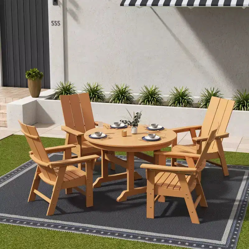 WestinTrends Set da pranzo da esterno con tavolo rotondo e sedie moderne, 5 pezzi
