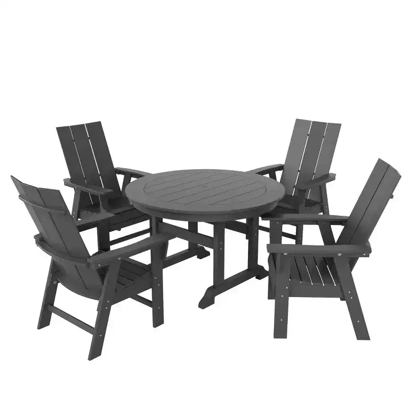 WestinTrends Set da pranzo da esterno con tavolo rotondo e sedie moderne, 5 pezzi
