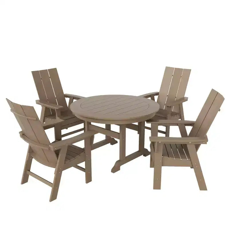 WestinTrends Set da pranzo da esterno con tavolo rotondo e sedie moderne, 5 pezzi