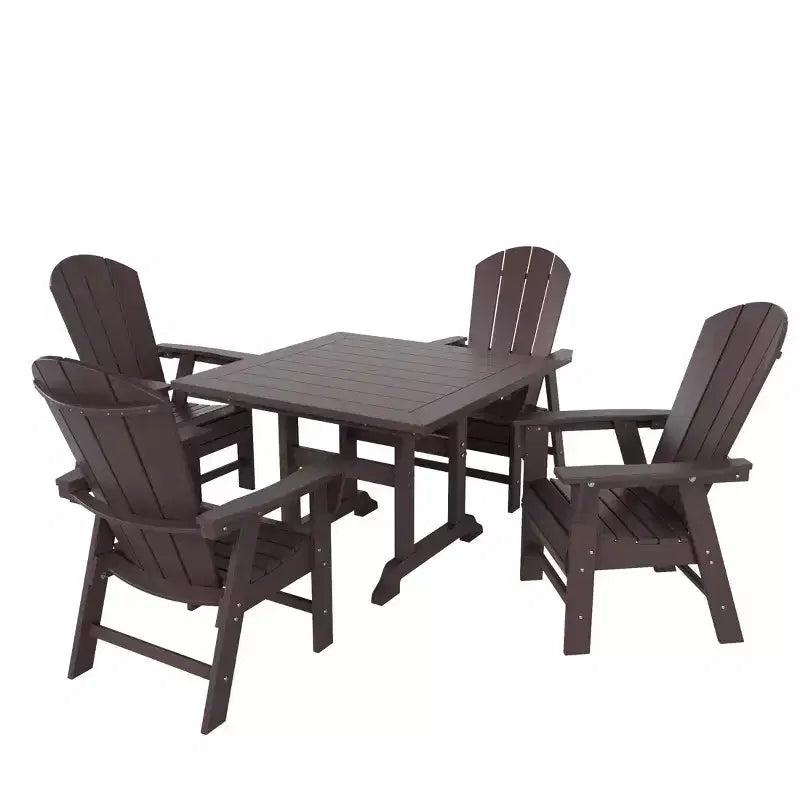 WestinTrends Set da 5 Pezzi con Tavolo Quadrato da Pranzo e Poltrone da Esterno con Schienale Curvo