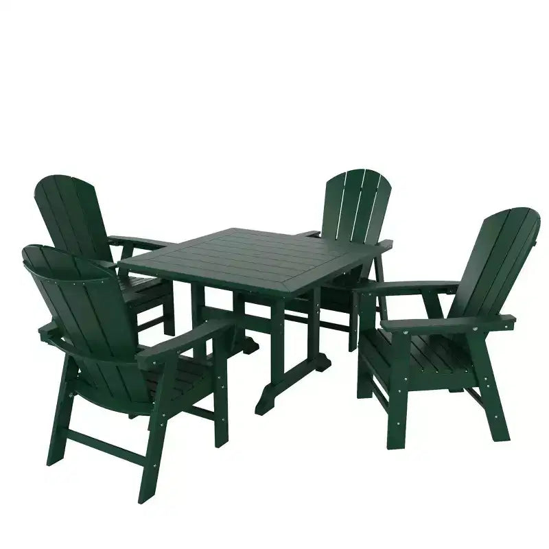 WestinTrends Set da 5 Pezzi con Tavolo Quadrato da Pranzo e Poltrone da Esterno con Schienale Curvo