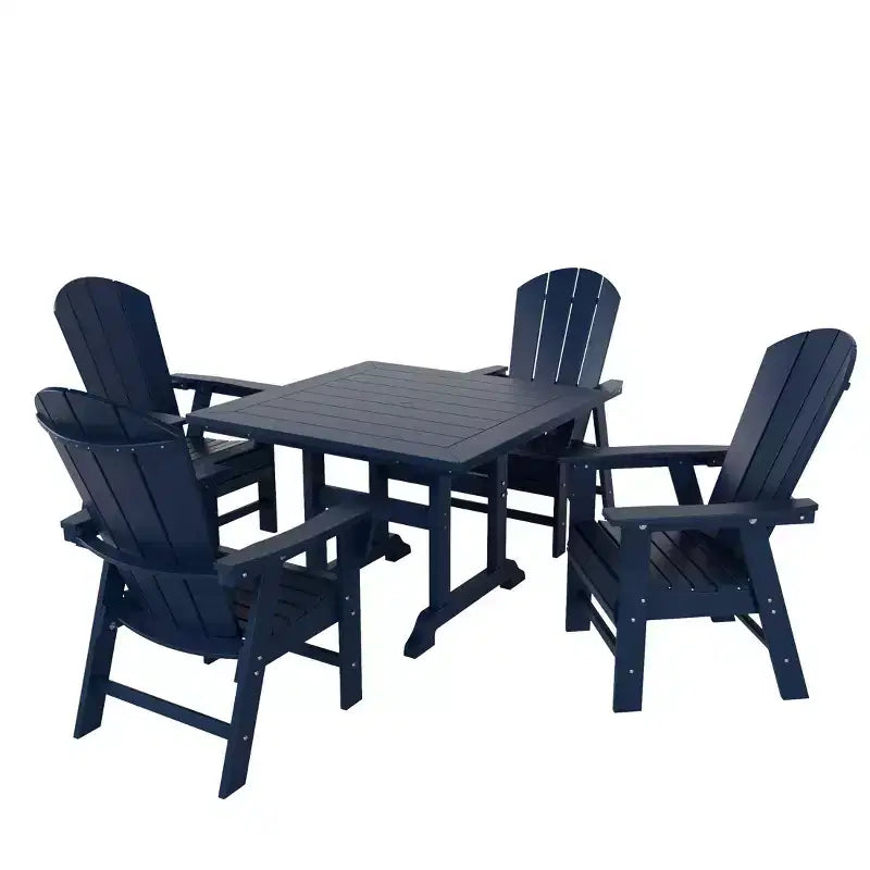 WestinTrends Set da 5 Pezzi con Tavolo Quadrato da Pranzo e Poltrone da Esterno con Schienale Curvo