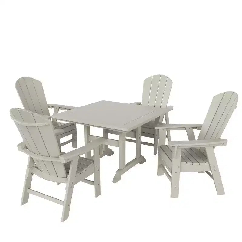 WestinTrends Set da 5 Pezzi con Tavolo Quadrato da Pranzo e Poltrone da Esterno con Schienale Curvo