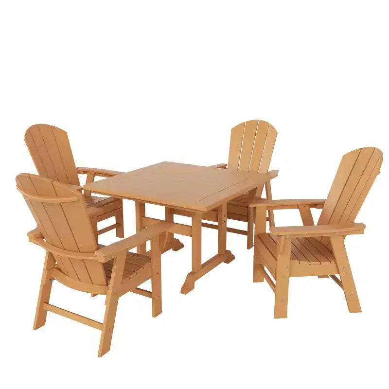 WestinTrends Set da 5 Pezzi con Tavolo Quadrato da Pranzo e Poltrone da Esterno con Schienale Curvo
