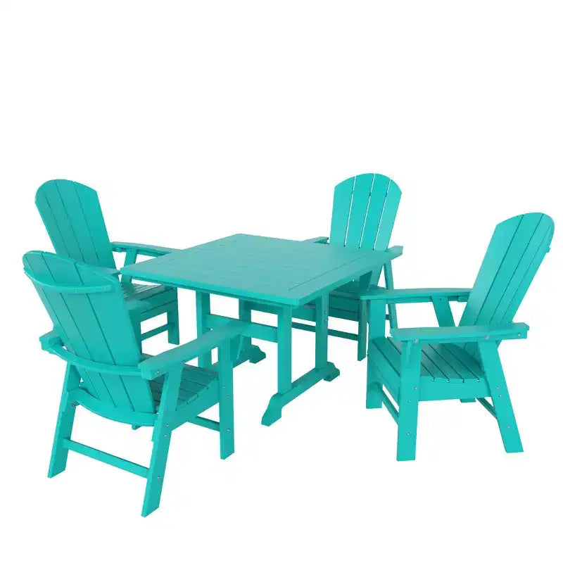 WestinTrends Set da 5 Pezzi con Tavolo Quadrato da Pranzo e Poltrone da Esterno con Schienale Curvo