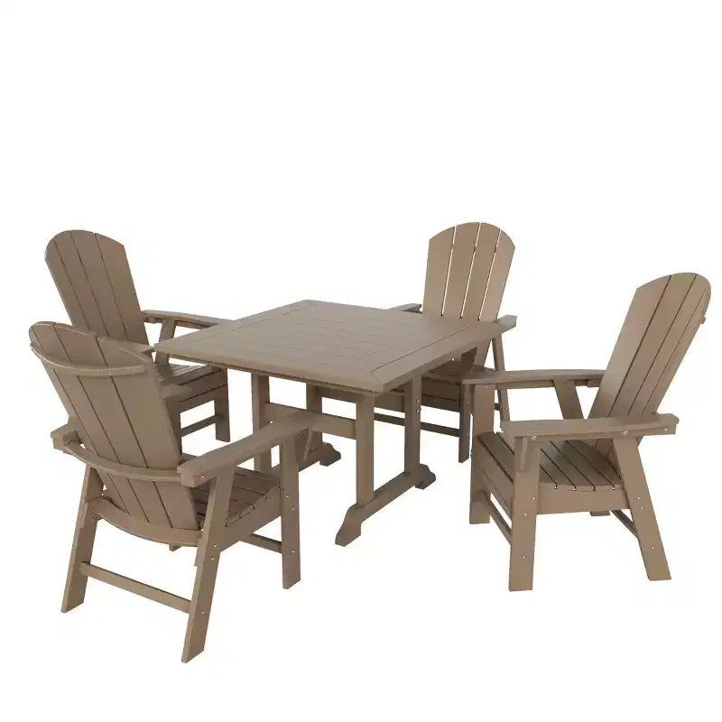 WestinTrends Set da 5 Pezzi con Tavolo Quadrato da Pranzo e Poltrone da Esterno con Schienale Curvo