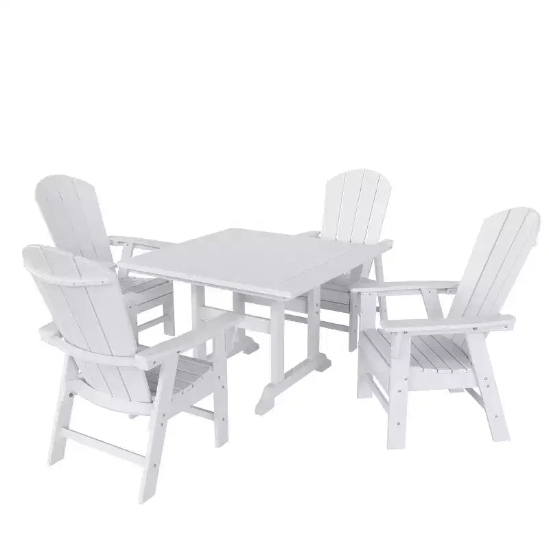 WestinTrends Set da 5 Pezzi con Tavolo Quadrato da Pranzo e Poltrone da Esterno con Schienale Curvo