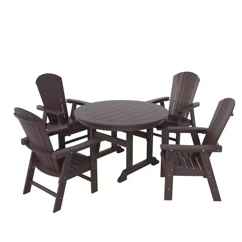 WestinTrends Set da 5 Pezzi con Tavolo Rotondo e Poltroncine a Guscio per Esterno