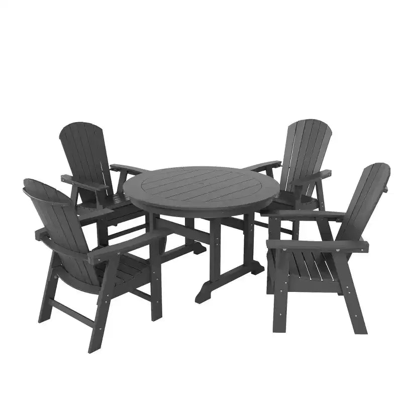 WestinTrends Set da 5 Pezzi con Tavolo Rotondo e Poltroncine a Guscio per Esterno