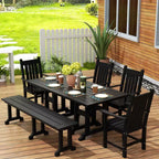 WestinTrends Set da pranzo da esterno a 6 pezzi con tavolo e panca, sedie con braccioli