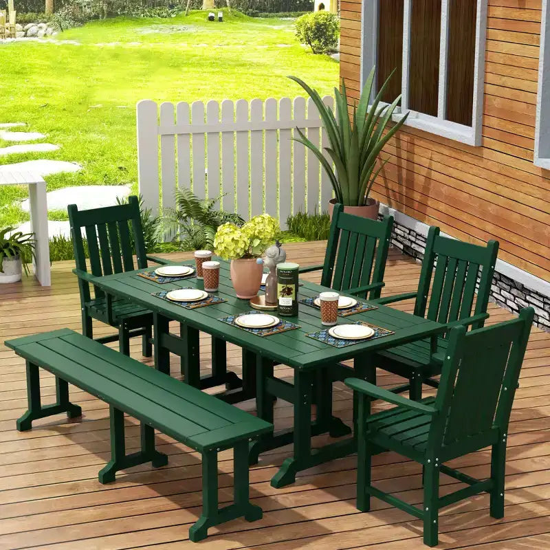 WestinTrends Set da pranzo da esterno a 6 pezzi con tavolo e panca, sedie con braccioli
