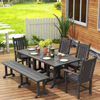 WestinTrends Set da pranzo da esterno a 6 pezzi con tavolo e panca, sedie con braccioli