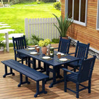 WestinTrends Set da pranzo da esterno a 6 pezzi con tavolo e panca, sedie con braccioli